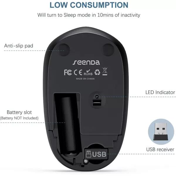 seenda Wireless Mouse 24G Noiseless Mouse with USB Receiver Portable Computer Mice for PC Tablet Laptop Notebook with Windows System  PinkBlue and Black