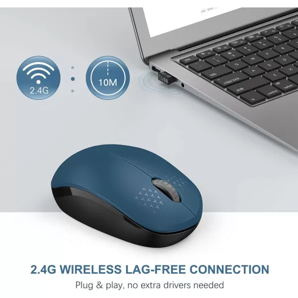 seenda Wireless Mouse 24G Noiseless Mouse with USB Receiver Portable Computer Mice for PC Tablet Laptop Notebook with Windows System  PinkBlue and Black
