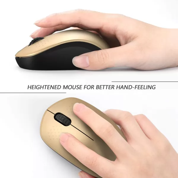 seenda Wireless Mouse 24G Noiseless Mouse with USB Receiver Portable Computer Mice for PC Tablet Laptop Notebook with Windows System  PinkGold and Black