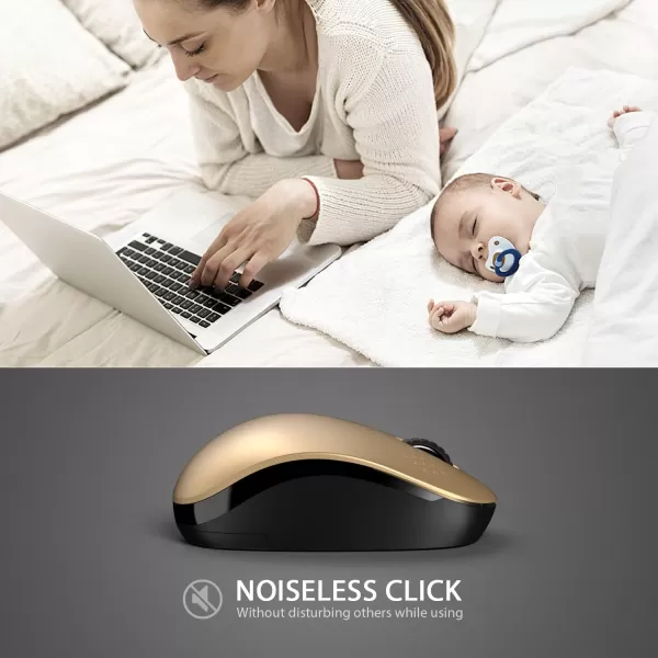 seenda Wireless Mouse 24G Noiseless Mouse with USB Receiver Portable Computer Mice for PC Tablet Laptop Notebook with Windows System  PinkGold and Black