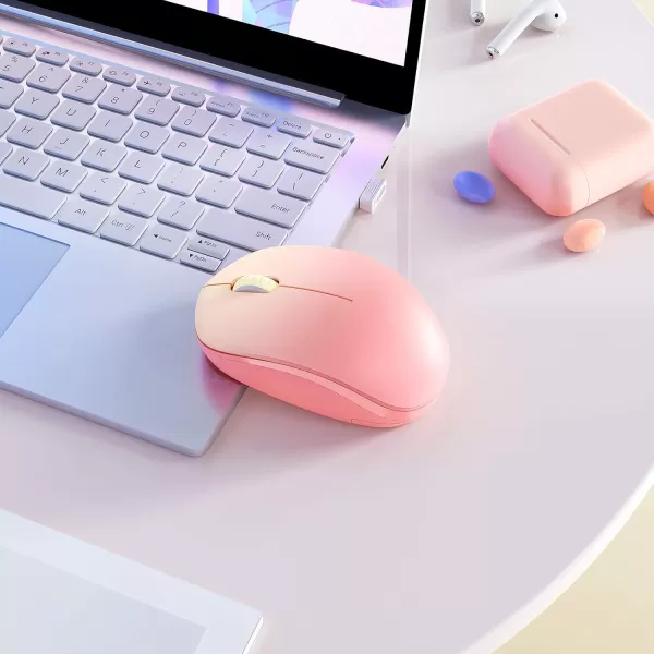 seenda Wireless Mouse 24G Noiseless Mouse with USB Receiver Portable Computer Mice for PC Tablet Laptop Notebook with Windows System  PinkGradient Pink