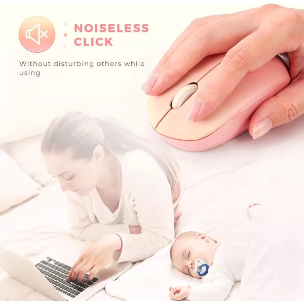 seenda Wireless Mouse 24G Noiseless Mouse with USB Receiver Portable Computer Mice for PC Tablet Laptop Notebook with Windows System  PinkGradient Pink