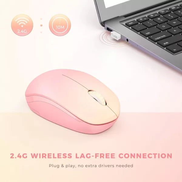 seenda Wireless Mouse 24G Noiseless Mouse with USB Receiver Portable Computer Mice for PC Tablet Laptop Notebook with Windows System  PinkGradient Pink