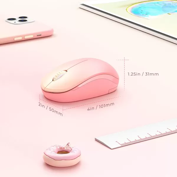 seenda Wireless Mouse 24G Noiseless Mouse with USB Receiver Portable Computer Mice for PC Tablet Laptop Notebook with Windows System  PinkGradient Pink