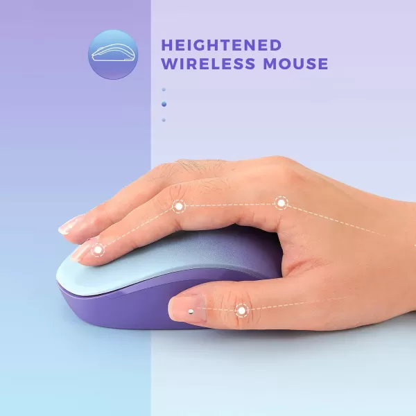 seenda Wireless Mouse 24G Noiseless Mouse with USB Receiver Portable Computer Mice for PC Tablet Laptop Notebook with Windows System  PinkGradient Purple