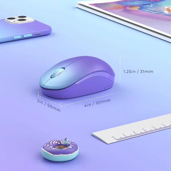 seenda Wireless Mouse 24G Noiseless Mouse with USB Receiver Portable Computer Mice for PC Tablet Laptop Notebook with Windows System  PinkGradient Purple
