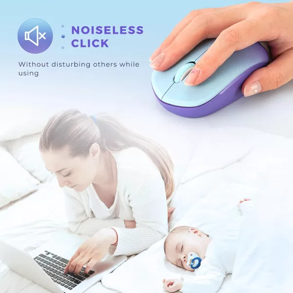 seenda Wireless Mouse 24G Noiseless Mouse with USB Receiver Portable Computer Mice for PC Tablet Laptop Notebook with Windows System  PinkGradient Purple