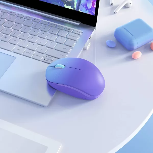seenda Wireless Mouse 24G Noiseless Mouse with USB Receiver Portable Computer Mice for PC Tablet Laptop Notebook with Windows System  PinkGradient Purple