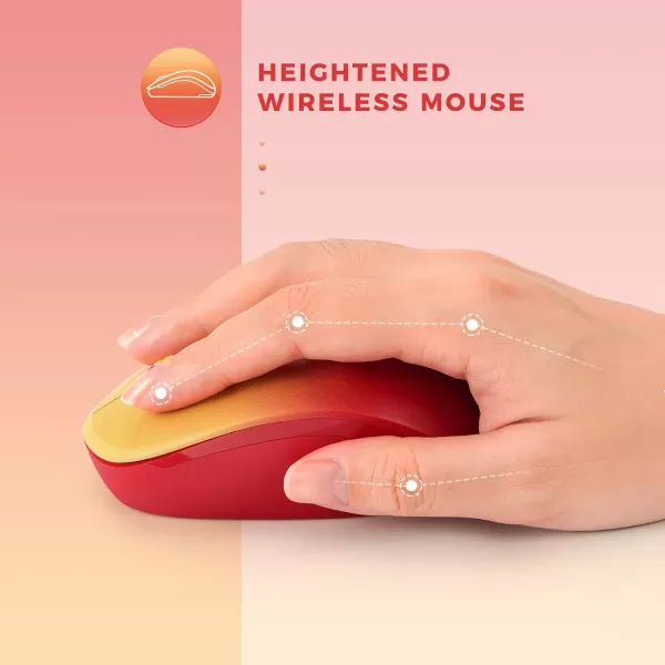 seenda Wireless Mouse 24G Noiseless Mouse with USB Receiver Portable Computer Mice for PC Tablet Laptop Notebook with Windows System  PinkGradient Red