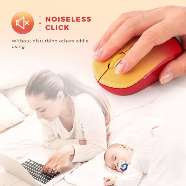 seenda Wireless Mouse 24G Noiseless Mouse with USB Receiver Portable Computer Mice for PC Tablet Laptop Notebook with Windows System  PinkGradient Red