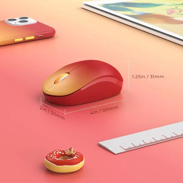 seenda Wireless Mouse 24G Noiseless Mouse with USB Receiver Portable Computer Mice for PC Tablet Laptop Notebook with Windows System  PinkGradient Red
