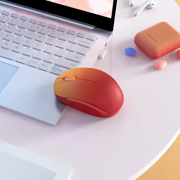 seenda Wireless Mouse 24G Noiseless Mouse with USB Receiver Portable Computer Mice for PC Tablet Laptop Notebook with Windows System  PinkGradient Red