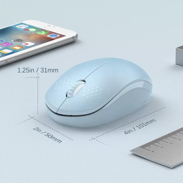 seenda Wireless Mouse 24G Noiseless Mouse with USB Receiver Portable Computer Mice for PC Tablet Laptop Notebook with Windows System  PinkLight Blue