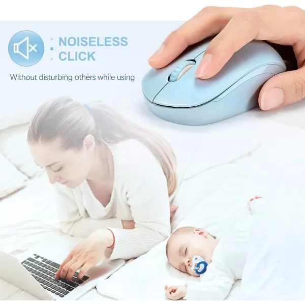 seenda Wireless Mouse 24G Noiseless Mouse with USB Receiver Portable Computer Mice for PC Tablet Laptop Notebook with Windows System  PinkLight Blue