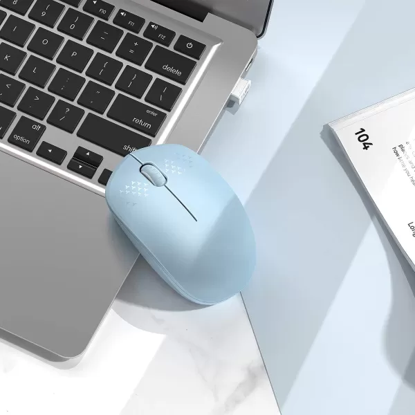 seenda Wireless Mouse 24G Noiseless Mouse with USB Receiver Portable Computer Mice for PC Tablet Laptop Notebook with Windows System  PinkLight Blue
