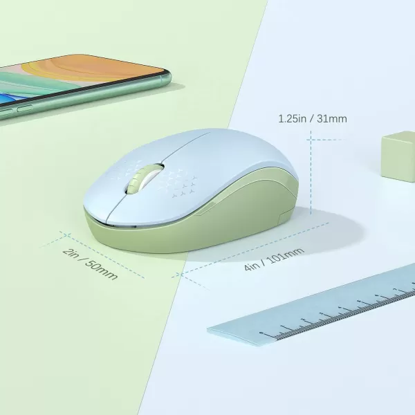 seenda Wireless Mouse 24G Noiseless Mouse with USB Receiver Portable Computer Mice for PC Tablet Laptop Notebook with Windows System  PinkLight Blue and Green
