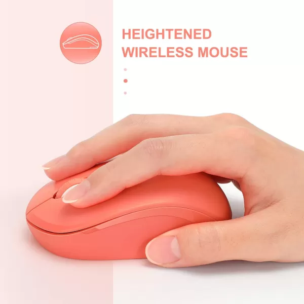 seenda Wireless Mouse 24G Noiseless Mouse with USB Receiver Portable Computer Mice for PC Tablet Laptop Notebook with Windows System  PinkLiving Coral