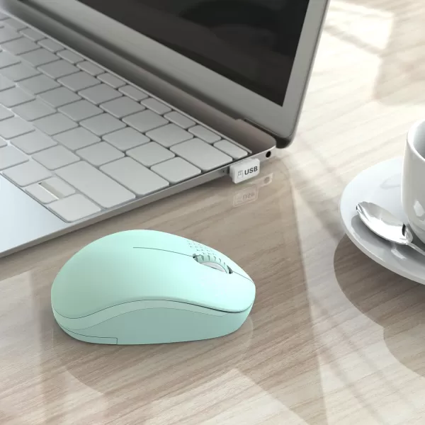 seenda Wireless Mouse 24G Noiseless Mouse with USB Receiver Portable Computer Mice for PC Tablet Laptop Notebook with Windows System  PinkMint Green
