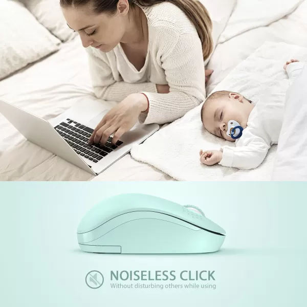 seenda Wireless Mouse 24G Noiseless Mouse with USB Receiver Portable Computer Mice for PC Tablet Laptop Notebook with Windows System  PinkMint Green