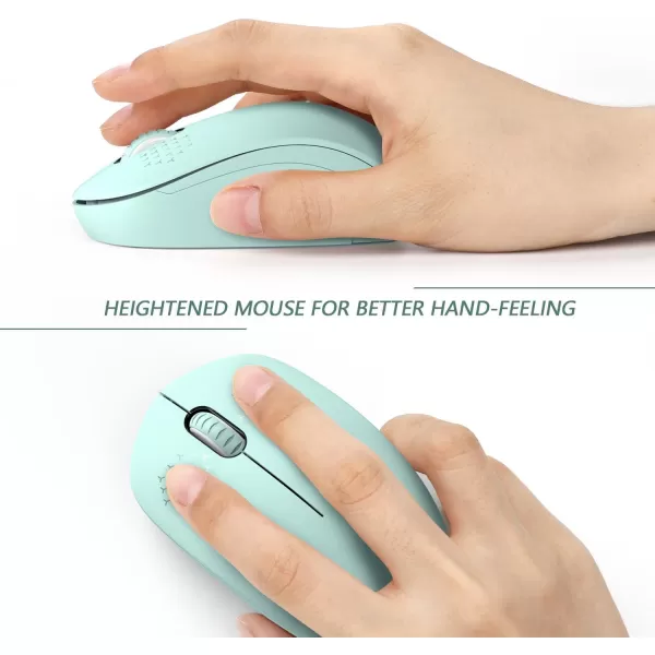 seenda Wireless Mouse 24G Noiseless Mouse with USB Receiver Portable Computer Mice for PC Tablet Laptop Notebook with Windows System  PinkMint Green
