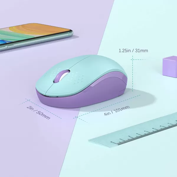 seenda Wireless Mouse 24G Noiseless Mouse with USB Receiver Portable Computer Mice for PC Tablet Laptop Notebook with Windows System  PinkMint Green and Purple