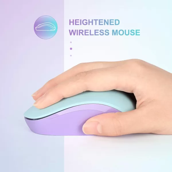seenda Wireless Mouse 24G Noiseless Mouse with USB Receiver Portable Computer Mice for PC Tablet Laptop Notebook with Windows System  PinkMint Green and Purple