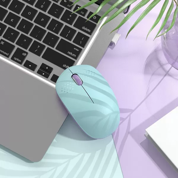 seenda Wireless Mouse 24G Noiseless Mouse with USB Receiver Portable Computer Mice for PC Tablet Laptop Notebook with Windows System  PinkMint Green and Purple