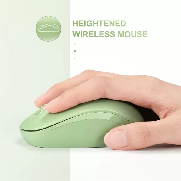 seenda Wireless Mouse 24G Noiseless Mouse with USB Receiver Portable Computer Mice for PC Tablet Laptop Notebook with Windows System  PinkOlive Green