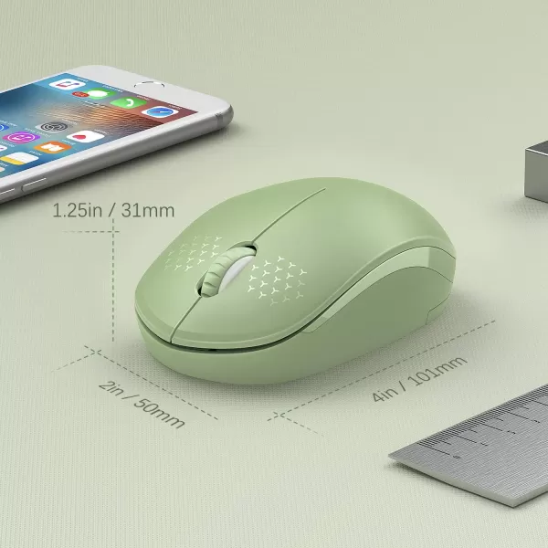 seenda Wireless Mouse 24G Noiseless Mouse with USB Receiver Portable Computer Mice for PC Tablet Laptop Notebook with Windows System  PinkOlive Green