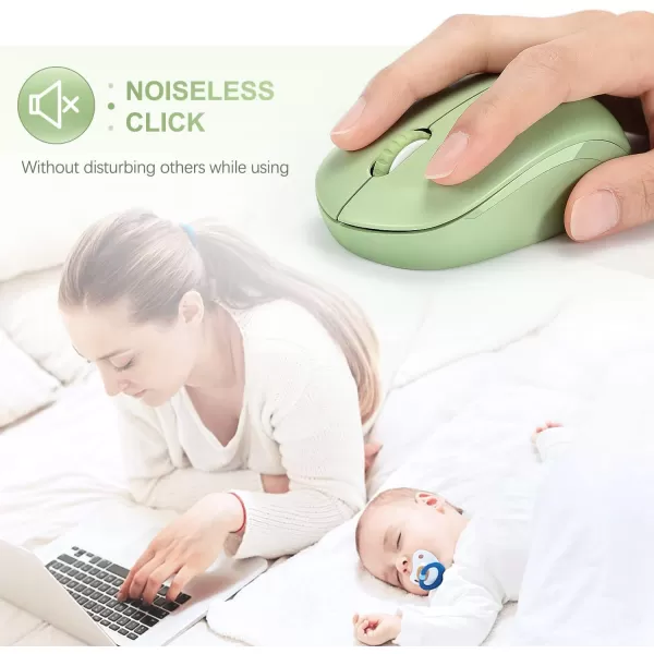 seenda Wireless Mouse 24G Noiseless Mouse with USB Receiver Portable Computer Mice for PC Tablet Laptop Notebook with Windows System  PinkOlive Green