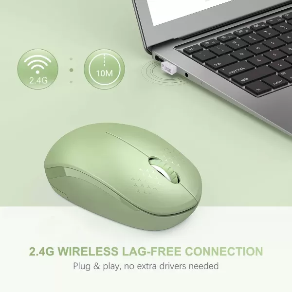 seenda Wireless Mouse 24G Noiseless Mouse with USB Receiver Portable Computer Mice for PC Tablet Laptop Notebook with Windows System  PinkOlive Green