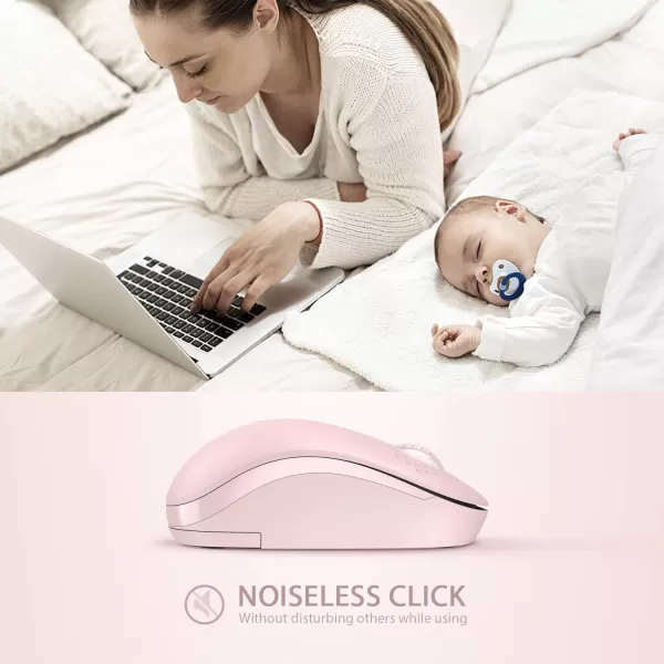 seenda Wireless Mouse 24G Noiseless Mouse with USB Receiver Portable Computer Mice for PC Tablet Laptop Notebook with Windows System  PinkPink