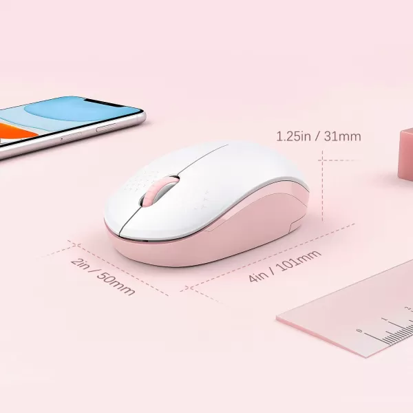 seenda Wireless Mouse 24G Noiseless Mouse with USB Receiver Portable Computer Mice for PC Tablet Laptop Notebook with Windows System  PinkPink and White