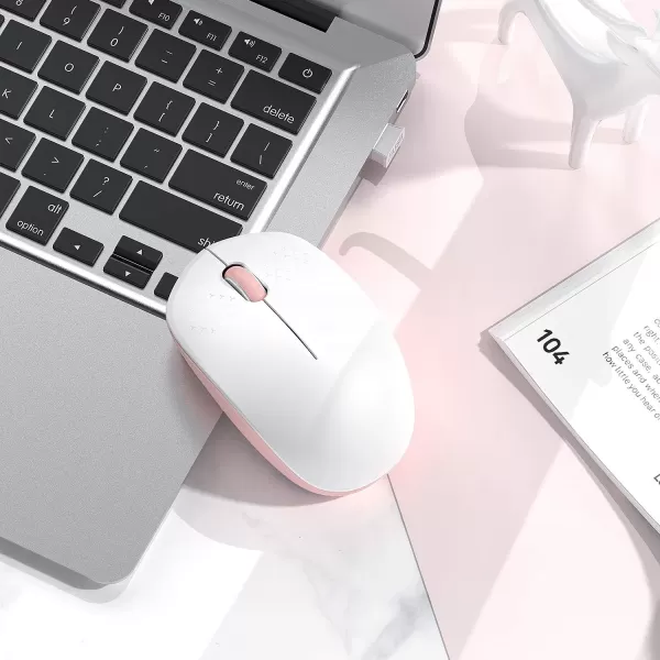 seenda Wireless Mouse 24G Noiseless Mouse with USB Receiver Portable Computer Mice for PC Tablet Laptop Notebook with Windows System  PinkPink and White