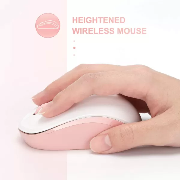 seenda Wireless Mouse 24G Noiseless Mouse with USB Receiver Portable Computer Mice for PC Tablet Laptop Notebook with Windows System  PinkPink and White