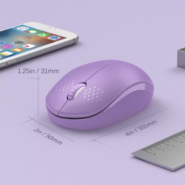 seenda Wireless Mouse 24G Noiseless Mouse with USB Receiver Portable Computer Mice for PC Tablet Laptop Notebook with Windows System  PinkPurple