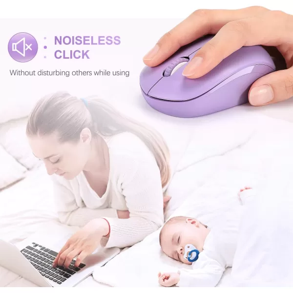 seenda Wireless Mouse 24G Noiseless Mouse with USB Receiver Portable Computer Mice for PC Tablet Laptop Notebook with Windows System  PinkPurple