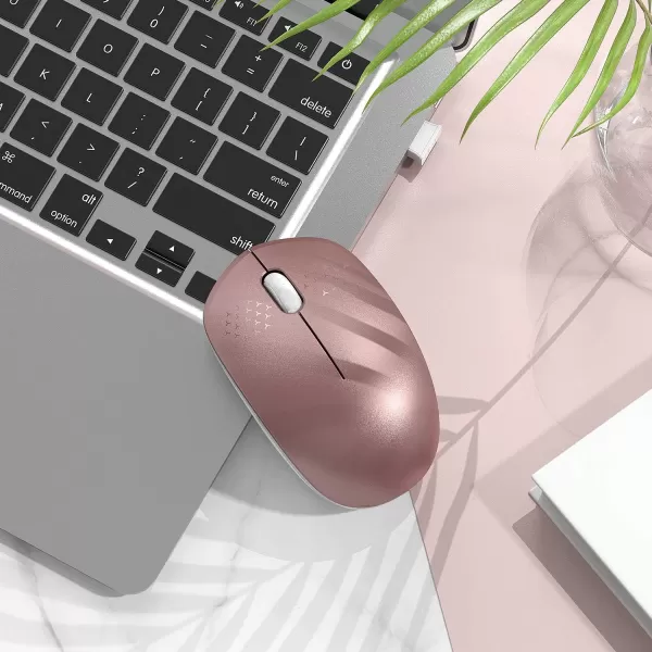 seenda Wireless Mouse 24G Noiseless Mouse with USB Receiver Portable Computer Mice for PC Tablet Laptop Notebook with Windows System  PinkRose Gold and White