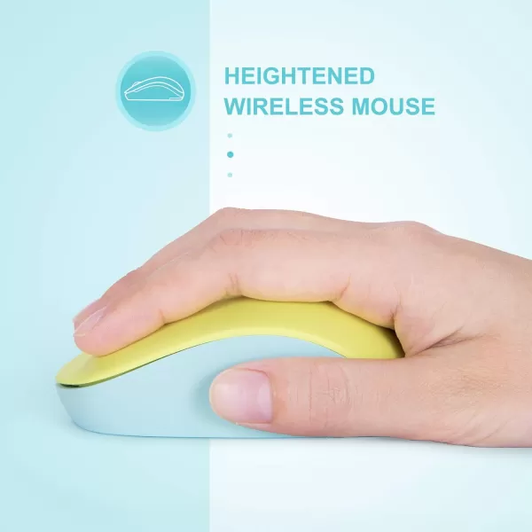 seenda Wireless Mouse 24G Noiseless Mouse with USB Receiver Portable Computer Mice for PC Tablet Laptop Notebook with Windows System  PinkYellow and Green
