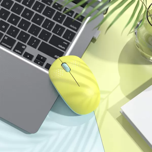 seenda Wireless Mouse 24G Noiseless Mouse with USB Receiver Portable Computer Mice for PC Tablet Laptop Notebook with Windows System  PinkYellow and Green