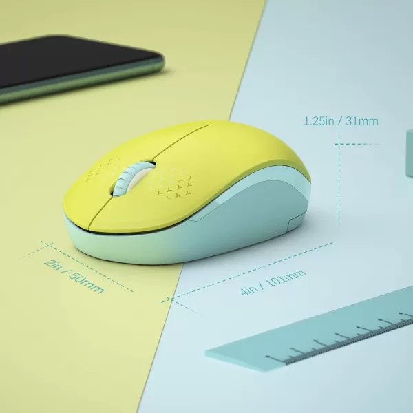 seenda Wireless Mouse 24G Noiseless Mouse with USB Receiver Portable Computer Mice for PC Tablet Laptop Notebook with Windows System  PinkYellow and Green