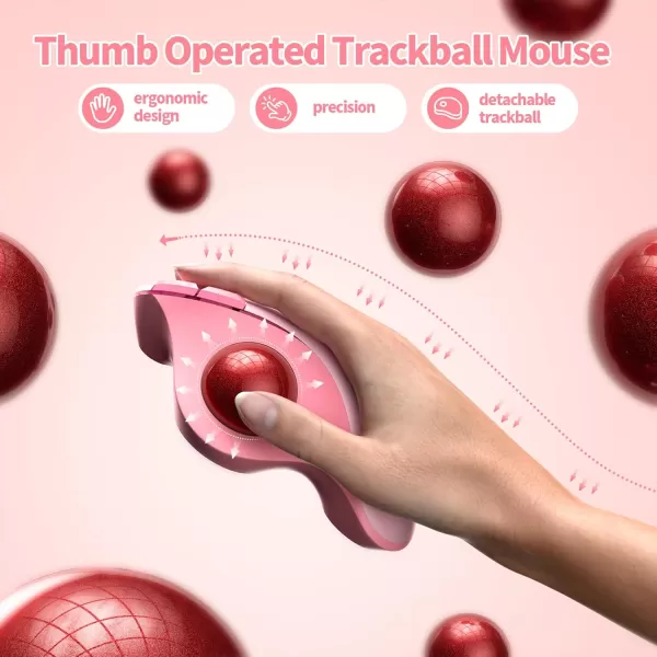 seenda Wireless Trackball Mouse Ergonomic Mouse Bluetooth  Rollerball Mouse Rechargeable Multi Devices Connection Thumb Control Mouse Compatible for MacAndroidWindows Computers  PurplePink