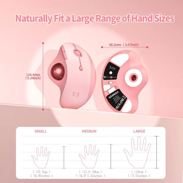 seenda Wireless Trackball Mouse Ergonomic Mouse Bluetooth  Rollerball Mouse Rechargeable Multi Devices Connection Thumb Control Mouse Compatible for MacAndroidWindows Computers  PurplePink