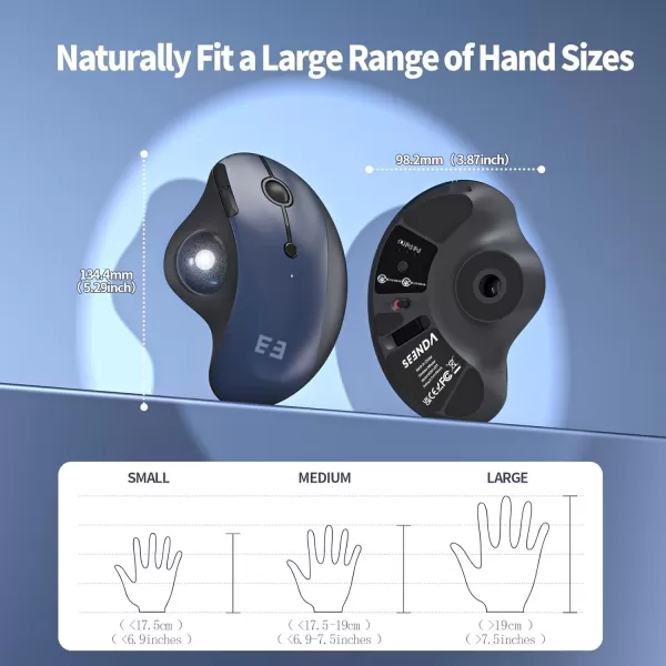 seenda Wireless Trackball Mouse Ergonomic Mouse Bluetooth  Rollerball Mouse Rechargeable Multi Devices Connection Thumb Control Mouse Compatible for MacAndroidWindows Computers  PurpleBlue