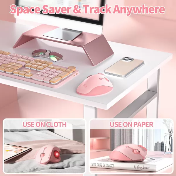 seenda Wireless Trackball Mouse Ergonomic Mouse Bluetooth  Rollerball Mouse Rechargeable Multi Devices Connection Thumb Control Mouse Compatible for MacAndroidWindows Computers  PurplePink