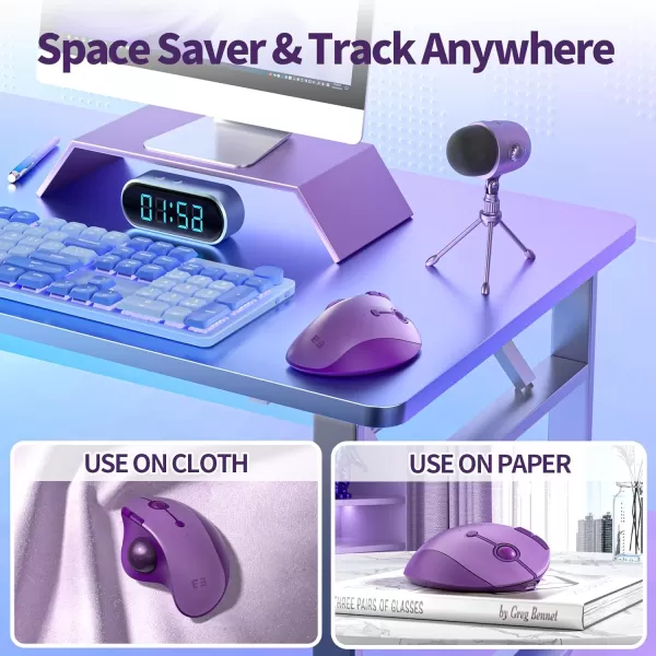 seenda Wireless Trackball Mouse Ergonomic Mouse Bluetooth  Rollerball Mouse Rechargeable Multi Devices Connection Thumb Control Mouse Compatible for MacAndroidWindows Computers  PurplePurple