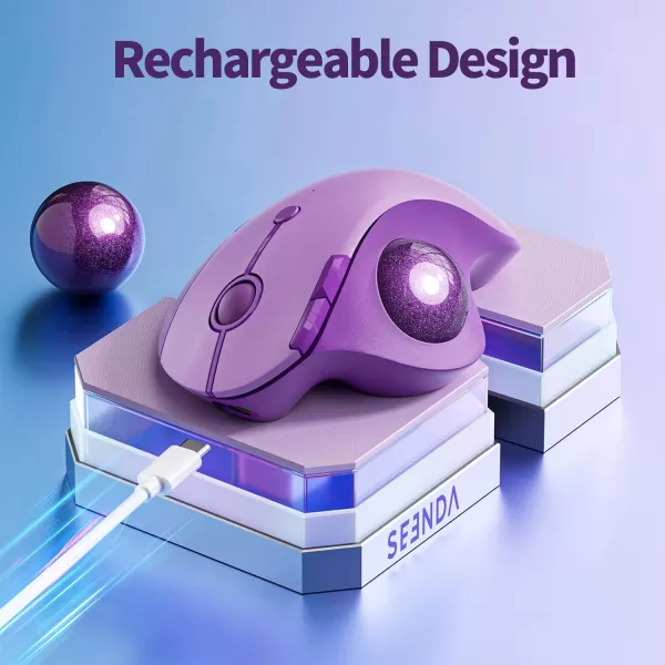 seenda Wireless Trackball Mouse Ergonomic Mouse Bluetooth  Rollerball Mouse Rechargeable Multi Devices Connection Thumb Control Mouse Compatible for MacAndroidWindows Computers  PurplePurple