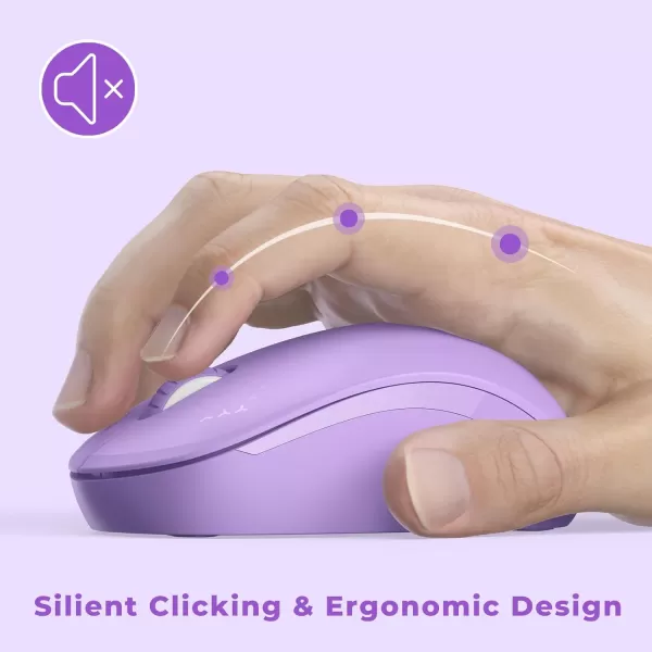 Purple Keyboard and Mouse Combo WirelessSeenda Full Size 24GHz Silent USB Wireless Keyboard Mouse Cordless Wireless Keyboard and Mouse for Windows Laptop PC Purple