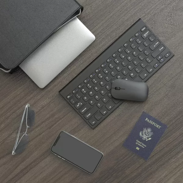 Rechargeable Wireless Keyboard Mouse Combo Seenda Ultra Slim Small Compact Keyboard and Mouse with Long Battery Life for Windows Laptop Computer BlackBlack Small Keyboard Mouse Combo