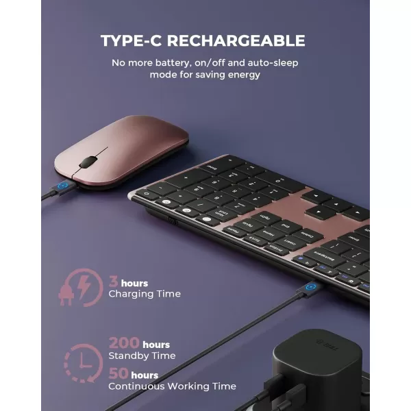 Wireless Bluetooth Keyboard and Mouse Combo USB  Dual BT seenda MultiDevice Rechargeable Slim Keyboard and Mouse Compatible for Win 7810 MacBook ProAir iPad Tablet  Black GrayBlack Rose Gold